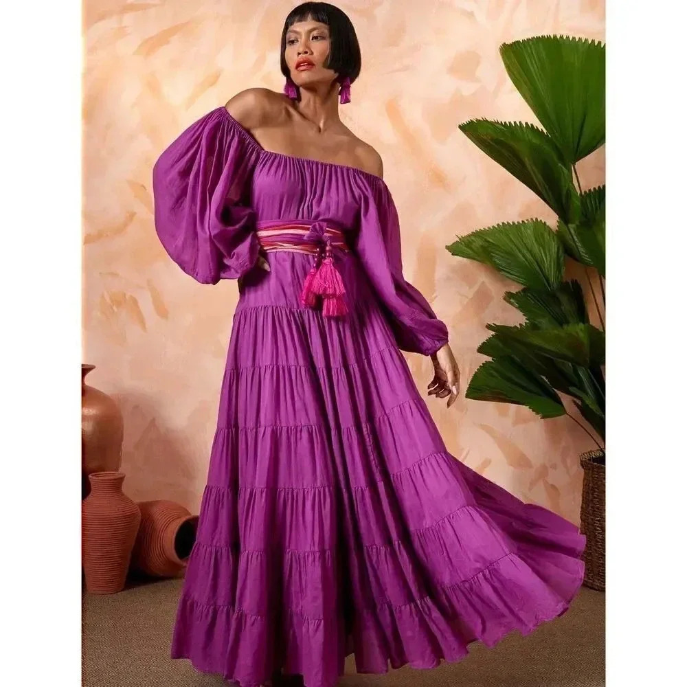 NWT Erika Peña Brielle Boho Maxi Dress in Morado Size XS/S